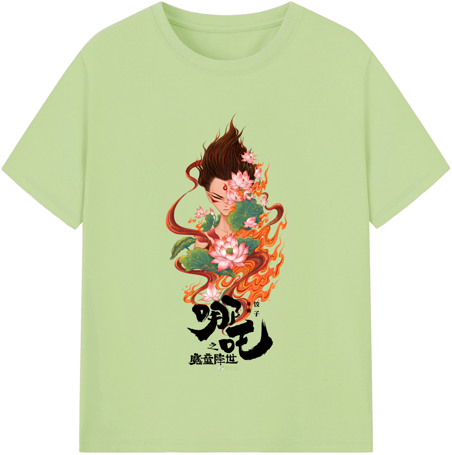 （画像用） Ne Zha 2 ナタ 魔童の大暴れ 綿100％半袖Tシャツ（フロントプリント）